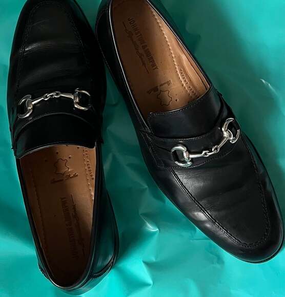 Johnston & Murphy Black Leather Bit Loafers - Dress Shoes - Picture 7 of 8